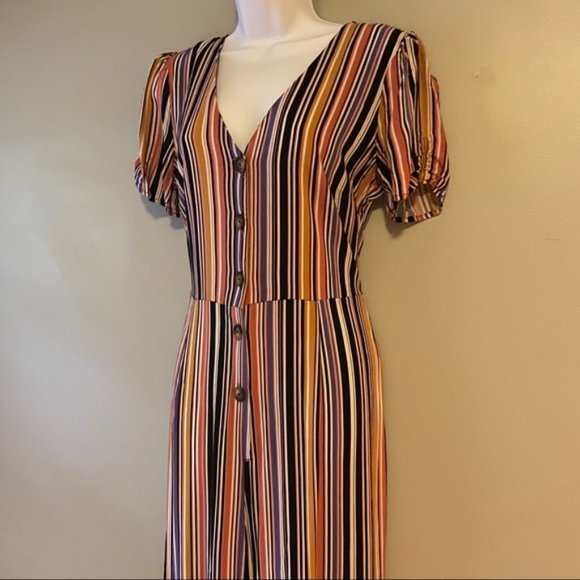 Xhilaration Pants - Puff Sleeve Rainbow Jumpsuit  L